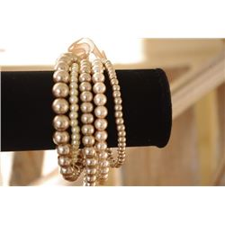 Multi layer BRACELET/Wear as a set or individually/Different size BEIGE pearl layers