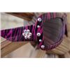 Image 1 : SJ SUNGLASSES ANIMAL PRINT PINK/BLK ZEBRA /pink irridescent  crystals on sides of front and on arms