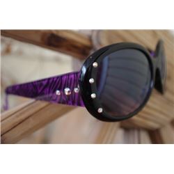 SJ SUNGLASSES ANIMAL PRINT PURPLE ZEBRA/irridenscent bling on black frame