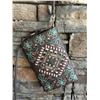 Image 1 : Montana dark brown/rose and teal design wallet messenger. Single long detachable strap. Short detach