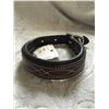 Image 1 : DARK BROWN LEATHER STITCHED  DESIGN DOG COLLAR/SIZE SMALL 12"