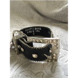 BLACK LEATHER/ SIZE SMALL 12 "/BLING ACCENTS