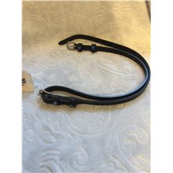 BLACK LEATHER ENGLISH SPUR STRAPS WITH ROYAL BLUE SWAROVSKI CRYSTALS