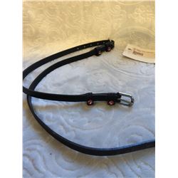 BLACK LEATHER ENGLISH SPUR STRAPS WITH PINK SWAROVSKI CRYSTALS