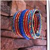 Image 1 : BLUE/CORAL MULTI BEAD/CORD BANGLE BRACLET