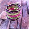 Image 1 : LIME GREEN/PINK MULTI BEAD/CORD BANGLE BRACELET