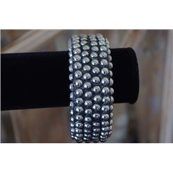 WOOD SILVER STUDDED CUFF BRACELET/1 " WIDE