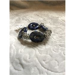 SILVER AND BLUE STONE/ MADE IS SASK/BRACELET