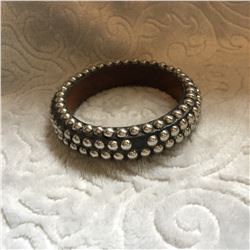 WOOD SILVER STUDDED CUFF BRACELET/3/4"WIDE***ONE STUD FELL OFF BUT IS INCLUDED**JUST NEED TO GLUE ON