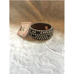 WOOD SILVER STUDDED CUFF BRACELET/1"WIDE***MISSING A COUPLE OF STUDS **