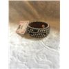 Image 1 : WOOD SILVER STUDDED CUFF BRACELET/1"WIDE***MISSING A COUPLE OF STUDS **