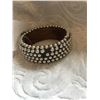 Image 1 : WOOD SILVER STUDDED CUFF BRACELET/1"WIDE***MISSING A COUPLE OF STUDS **
