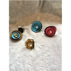 LEATHER ROSE BUD RINGS/4X/BLUE,PINK, BRONZE/BLUE, BRONZE/ADJUSTABLE