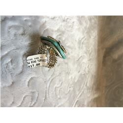 TURQUOISE SQUARE WESTERN STAR/SILK SCARF SLIDE/RING