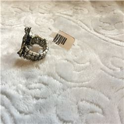 ANTIQUE SILVER BRONC SILK SCARF SLIDE/RING