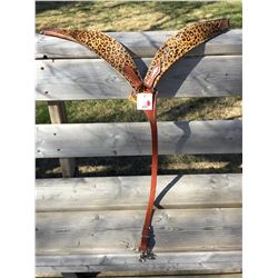 QUALITY TAN LEATHER/LEOPARD PRINT HAIR ON HIDE/BREAST COLLAR/3" WIDE