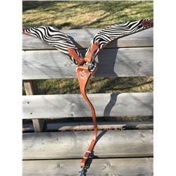 QUALITY TAN LEATHER/ZEBRA  PRINT HAIR ON HIDE/BREAST COLLAR/3" WIDE