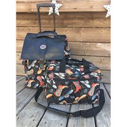 COWBOY HAT MOTIF/ROLLING CARRYON AND TOTE/BROWN AND BLACK