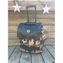 COWBOY SILOUETTE MOTIF/ROLLING CARRY ON/BROWN AND BLACK