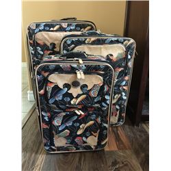 COWBOY BOOT MOTIF/3 PIECE LUGGAGE SET/BROWN AND BLACK