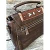 Image 2 : WESTERN TOOLED MESSENGER/SATCHEL HANDBAG/ genuine leather TOOLED FLAP/ zipper enclosure on the top o