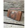 Image 1 : WESTERN TOOLED BROWN TRIFOLD/ZIPPER WALLET