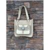 Image 1 : MONTANA WEST CREAM TOOLED WESTERN HANDBAG /Double straps. Inner and outer compartments. Top zipper c
