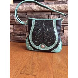 MONTANA WEST BLACK AND MINT WESTERN PURSE/SINGLE STRAP