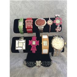 GROUP OF 10 NEW WATCHES-STRAP/BRACELET STYLES *need new watch batteries