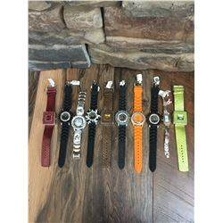 GROUP OF 10 NEW WATCHES-STRAP/BRACELET STYLES *need new watch batteries