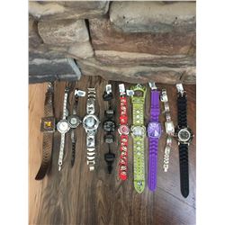 GROUP OF 10 NEW WATCHES-STRAP/BRACELET STYLES *need new watch batteries