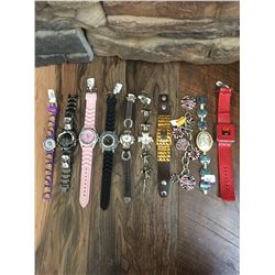 GROUP OF 10 NEW WATCHES-STRAP/BRACELET STYLES *need new watch batteries