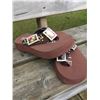 Image 2 : HIDE N SOLE flip flops /Brown leather hair on hide straps/volcano stones/size small/***stones may or