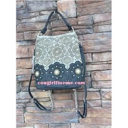 MONTANA WEST BACK PACK PURSE/Western backpack style handbag. Western conco design on the front