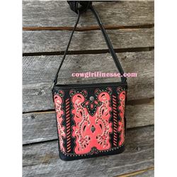 Montana West western beauty! Rich coral color has a scrolling design accented with silver concho.  A