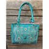 Image 1 : Montana West TURQUOISE AND SILVER GREY TOOLEDhandbag. Double shoulder straps. Inner and outer