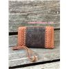Image 1 : WESTERN TOOLED ZIPPER WALLET/Two tone brown tooled zipper wallet. Removable strap.