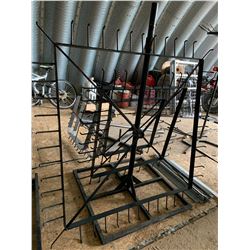 HEAVY SOLID METAL BELT RACK/DISPLAY. CAN BE USED FOR MANY OTHER PRODUCTS/APPROX 3/5 FT SQ/ COMES APP
