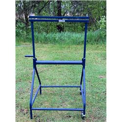 BLUE METAL ULINE ROLL DISPENSER/ ON WHEELS FOR EASY MOVING/ LIKE NEW NEVER USED!