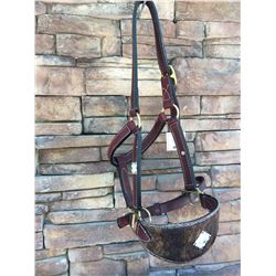 BRONC HALTER/Vegetable tanned leather expertly prepared for strength and suppleness/HAIR ON HIDE NOS