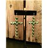 Image 1 : GOLD AND GREEN CHEVRON CROSS EARRINGS- 2.5" L x 1.5" W