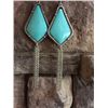 Image 1 : SILVER CHAIN FRINGE HOOK EARRINGS WITH TURQUOISE STONE ACCENT
