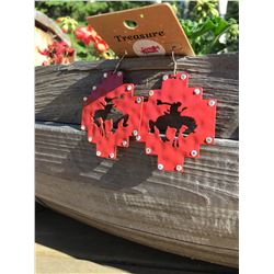 RED BRONC EARRINGS