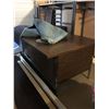 Image 2 : LARGE BROWN TOP BLACK METAL BOTTOM DESK/ DRAW LOCKS AND HAS KEY/ HEAVY STURDY UNIT!!