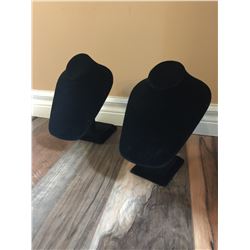TWO BLACK VELVET NECKLACE DISPLAY STAND
