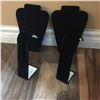 Image 1 : TWO BLACK VELVET EASLE STYLE  NECKLACE DISPLAY STANDS*ARE TAPED AT BACK BUT STILL FUNCTIONAL/ TWO EA
