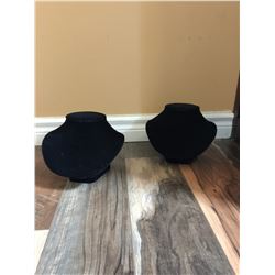TWO BLACK VELVET NECKLACE DISPLAY STAND