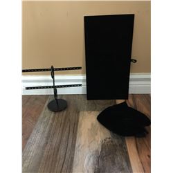 ONE FLAT BLACK VELVET JEWELERY DISPLAY/ONE BLACK METAL EARRING DISPLAY /BLACK VELVET CLOTH