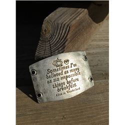 LENNY AND EVA LARGE SILVER SENTIMENT/ FITS ON WIDE CUFF BRACELET /SOMETIMES I'VE BELIEVED….