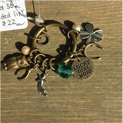 LENNY AND EVA BRASS MOJO CHARM / FITS ON CUFFS, OR CHAIN BRACELET OR NECKLACE/LUCKY GIRL THEME; OWL,